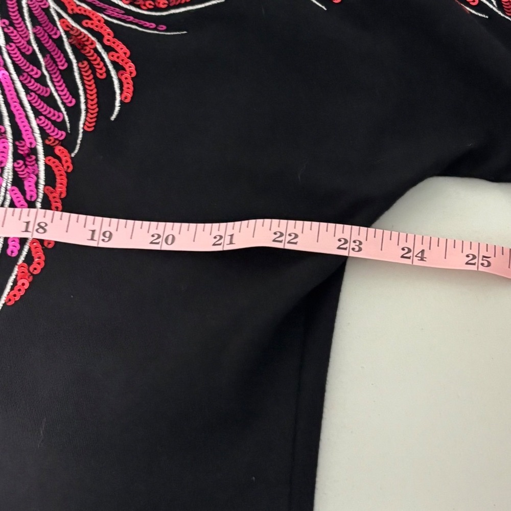 Bob Mackie Wearable Art Top Womens Size XL Black‎ Sequin Phoenix Embroidered - Picture 3 of 6